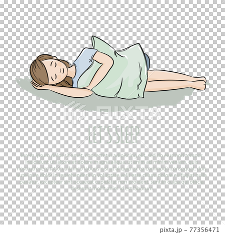 LET SLEEP FACE Girl Health Care Medicine Lifestyle Text Vector Illustration Set 77356471