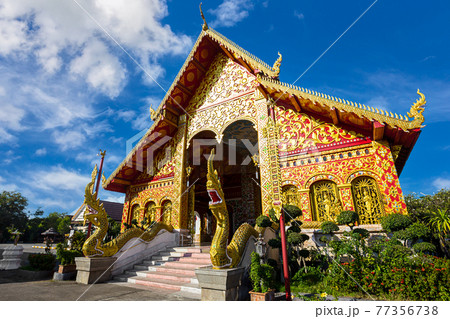 Wat Jet Yot in the city of Chiang Rai, Thailand. 77356738