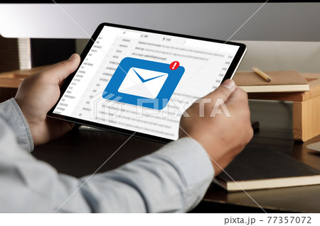 Mail Communication Connection message to mailing contacts phone Global Letters Concept 77357072