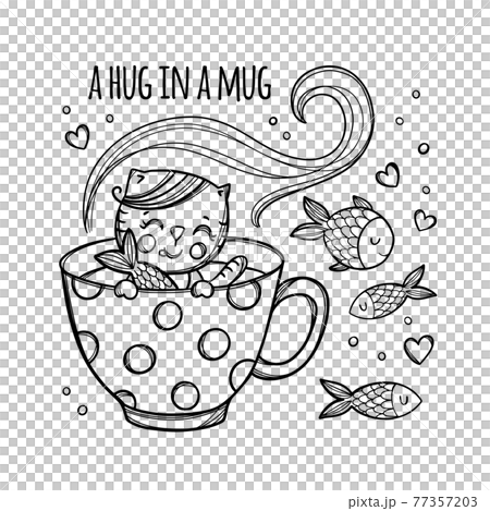 Cute hand-drawn cartoon style cup with drink Vector Image