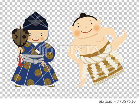 スポーツのイラスト素材。 相撲のクリップアート。 力士と行司。 77357510