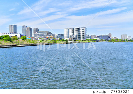 白髭橋／隅田川より汐入公園／南千住方面を望む(東京都荒川区)【2021.4】 77358024