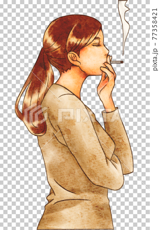 たばこを吸う女性のイラスト素材
