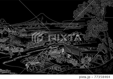 葛飾北斎イメージ駿州片倉茶園ノ不二 線反転 葛飾北斎イメージ駿州片倉茶園ノ不二 線反転 77358464