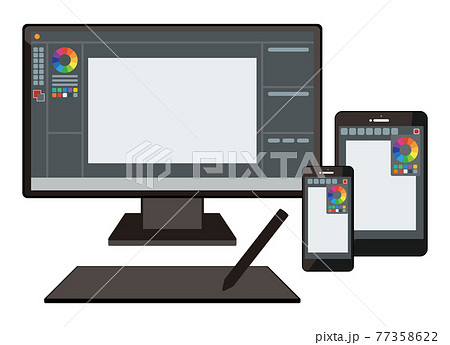 レスポンシブデザインに使えるデバイスのイラストセット ペイントソフトのイラスト素材 レスポンシブデザインに使えるデバイスのイラストセット ペイントソフトのイラスト素材