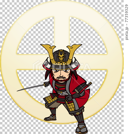 Yoshihiro Shimazu holding a sword [3 heads and family crests] 77359329