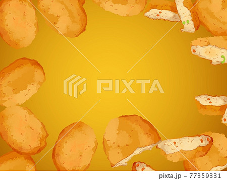 水彩のコロッケ囲みフレーム・金 水彩のコロッケ囲みフレーム・金 77359331