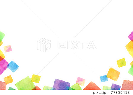 カラフルで可愛い正方形の水彩の背景素材のイラスト素材