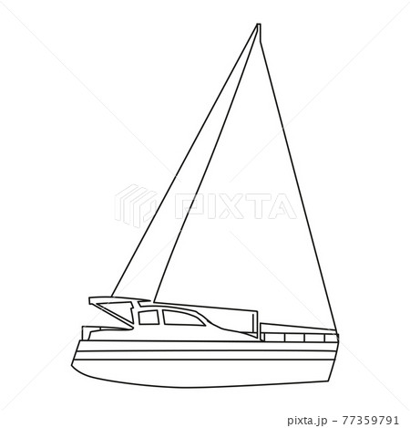 Sailboat line icon logo design marines, peedboat, ship, vessel, side view. Vector illustration outline simple element symbol Sailboat line icon logo design marines, peedboat, ship, vessel, side view. Vector illustration outline simple element symbol 77359791