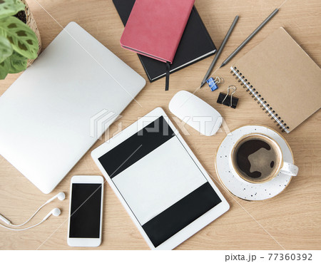 Office workplace with laptop 77360392