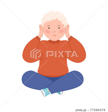 Little Boy Closing His Ears for Stopping Hearing Something Vector Illustration Little Boy Closing His Ears for Stopping Hearing Something Vector Illustration 77360479