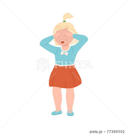 Embarrassed Little Girl Crying Demonstrating Guilt Vector Illustration 77360502