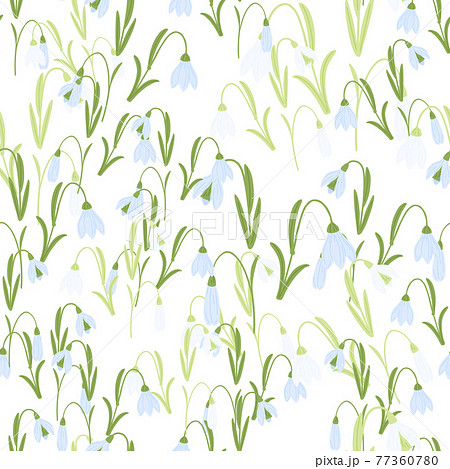 Isolated seamless nature pattern with green and blue colored bluebell elements. White background. Isolated seamless nature pattern with green and blue colored bluebell elements. White background. 77360780