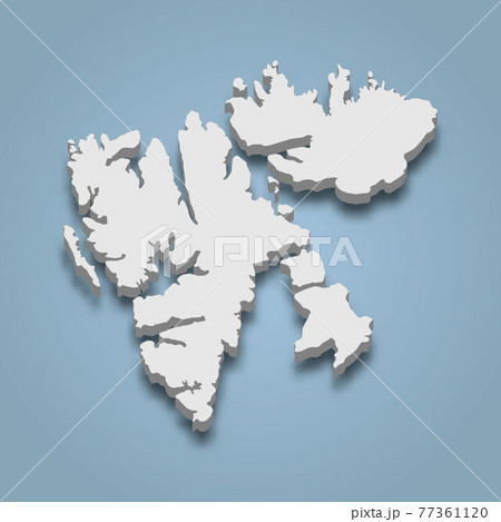 3d isometric map of Svalbard is an island in Norway, 3d isometric map of Svalbard is an island in Norway, 77361120