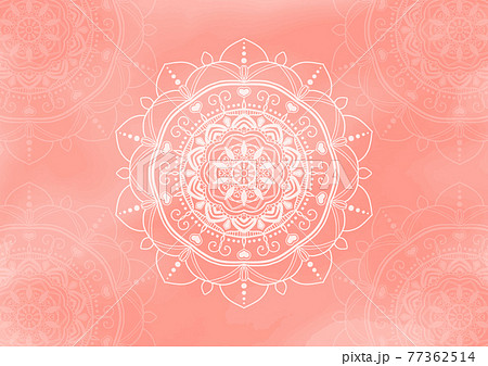 ピンク水彩背景の曼荼羅シンボル壁紙のイラスト素材 77362514 Pixta