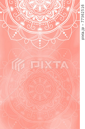 ピンク水彩背景の曼荼羅シンボルカードのイラスト素材