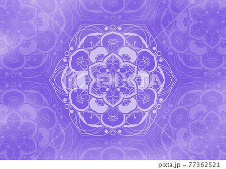 紫水彩背景の曼荼羅シンボル壁紙のイラスト素材