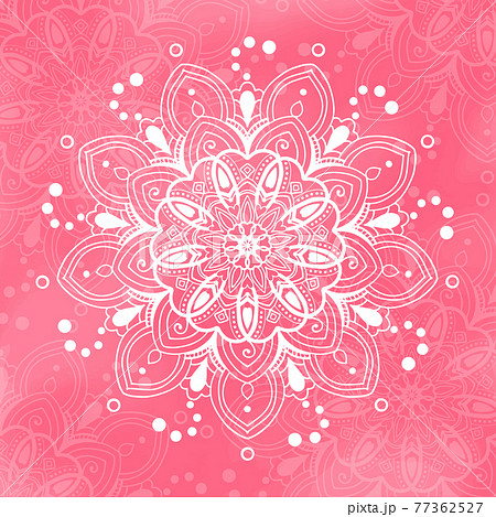 赤水彩背景の曼荼羅シンボルのイラスト素材