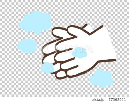 可愛的洗手防病毒/手寫插圖素材 77362921