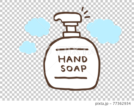 Hand wash with cute hand soap Antivirus / Handwritten illustration material Hand wash with cute hand soap Antivirus / Handwritten illustration material 77362934