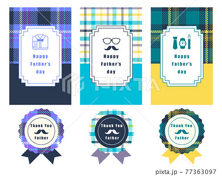 父の日　チェック柄のデザイン 77363097