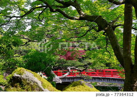 日本庭園の橋の写真素材