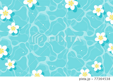 水に浮かぶプルメリアの花の背景素材のイラスト素材