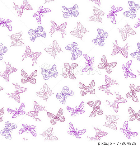 Seamless pattern with butterflies in doodle style. Floral, ornate, decorative, tribal summer nature. Zentangle hand drawn coloring book page 77364828