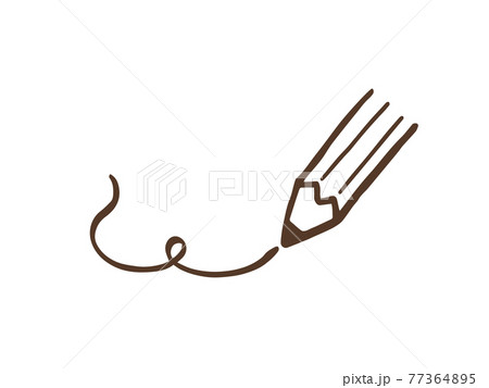 かわいいメ鉛筆 えんぴつ ブラウン色 手書きイラスト素材のイラスト素材