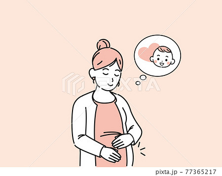 妊婦　妊娠　赤ちゃんを授かる　女性　イラスト素材 77365217