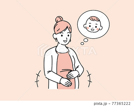 妊婦 お腹の赤ちゃんが動く 胎動する イラスト素材のイラスト素材