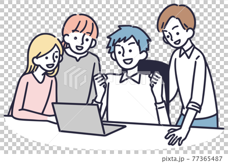 ビジネスチーム 会社員男女 シンプルイラスト のイラスト素材