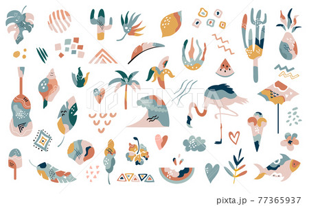 Big collection of hand drawn summer boho elements, Big collection of hand drawn summer boho elements, 77365937