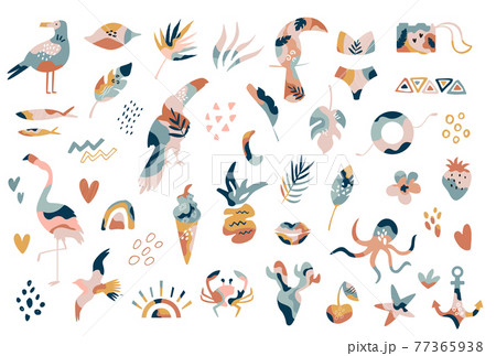 Big collection of hand drawn summer boho elements, Big collection of hand drawn summer boho elements, 77365938
