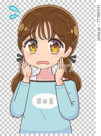 少女マンガ風のかわいい女の子 小学生のイラスト素材