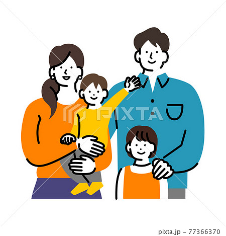 夫婦と子供2人のファミリー 77366370