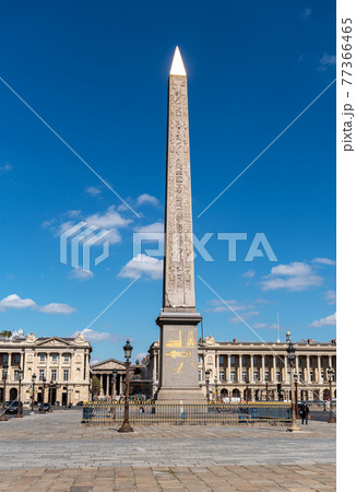 Luxor obelisk on place de la concorde in Paris 77366465