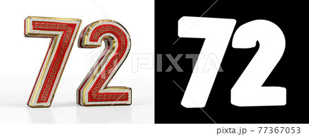 Number seventy-two (number 72) with red transparent stripe 77367053