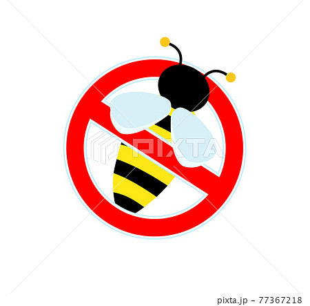 Stop sign, watch out for bees or wasp. Red sign no honey. 77367218