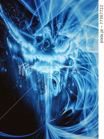 翼を広げた抽象的な青い鳥のイラスト素材 [77367722] - PIXTA