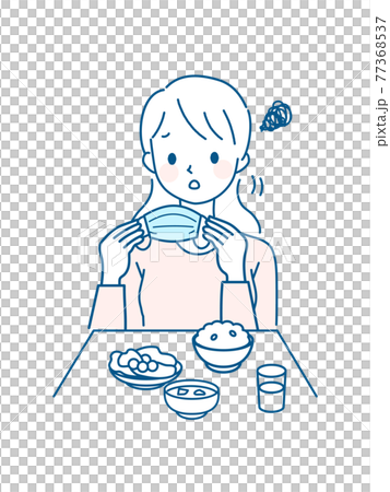 マスクに関しての悩みを持つ女性のイラスト・汚れ・置き場所 マスクに関しての悩みを持つ女性のイラスト・汚れ・置き場所 77368537