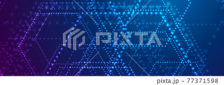 Neon glowing futuristic dotted hexagons abstract background Neon glowing futuristic dotted hexagons abstract background 77371598