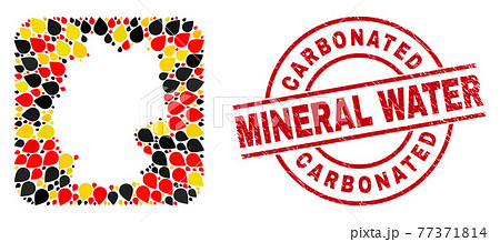Carbonated Mineral Water Grunge Badge and German Map Hole Collage of Drop Icons in German Flag Colors Carbonated Mineral Water Grunge Badge and German Map Hole Collage of Drop Icons in German Flag Colors 77371814