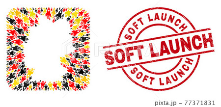 Soft Launch Distress Watermark and German Map Hole Mosaic of Space Rocket Items in German Flag Colors 77371831