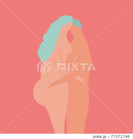 裸で抱き合う男性と女性、人物、カップル、夫婦 裸で抱き合う男性と女性、人物、カップル、夫婦 77372746