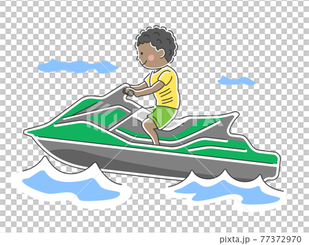 一個人乘坐私人船隻的插圖 77372970