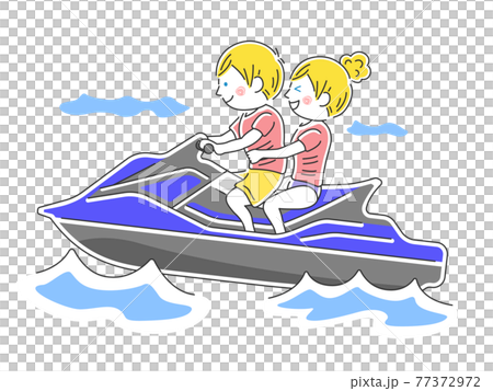 Illustration of a person riding a personal watercraft Illustration of a person riding a personal watercraft 77372972