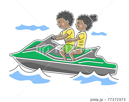 水上バイクに乗る人のイラスト 水上バイクに乗る人のイラスト 77372973