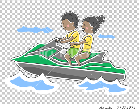 水上バイクに乗る人のイラスト 水上バイクに乗る人のイラスト 77372973