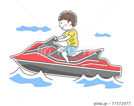 水上バイクに乗る人のイラスト 77372977